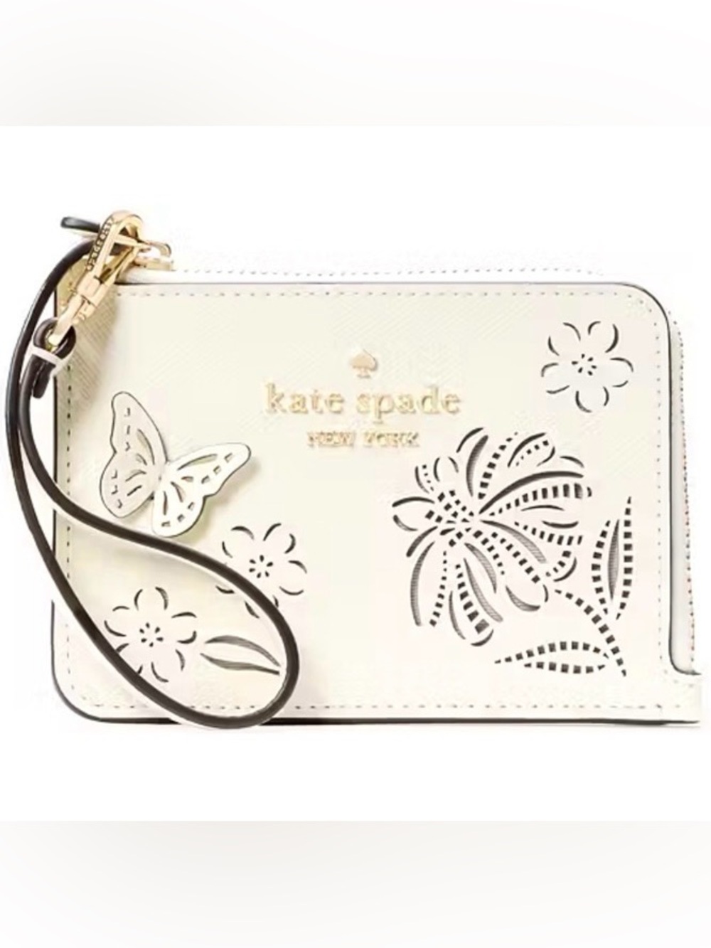 kate spade Madison Perforated Meringue Wristlet New in Branded Floral Box